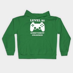 Level 21 Achievement Unlocked Gamer Next Level 21 years old birthday Kids Hoodie